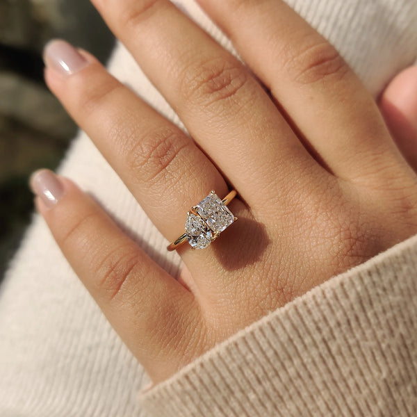 1.57 CT Pear And Radiant Two Stone Style Lab Grown Diamond Engagement Ring - FRONT d16040e0 17fd 41da 9fa7 76dce8a4c3dd