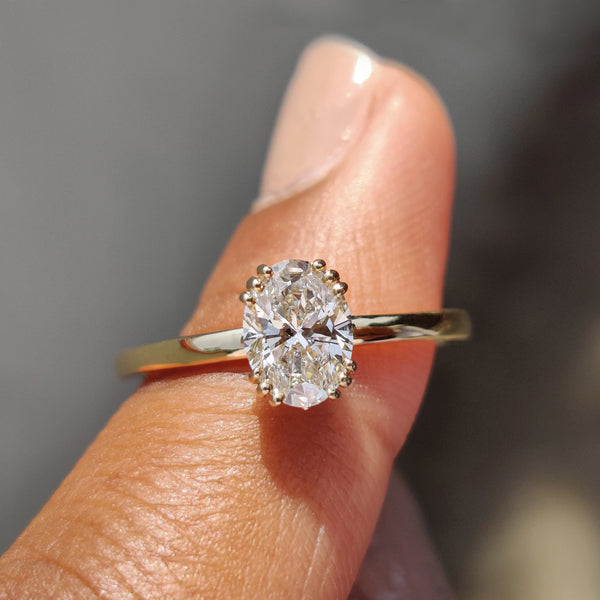 0.80 CT Oval Solitaire & Three Prong Style Lab Grown Diamond Engagement Ring - FRONT d206d065 747e 4267 a862 8f63588e9de3