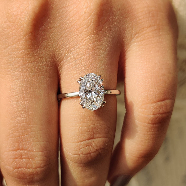 2.0 CT Oval Solitaire & Double Prongs Style Lab Grown Diamond Engagement Ring - FRONT d7a3f1ac 7234 440b ab29 ee0a2ffb8790