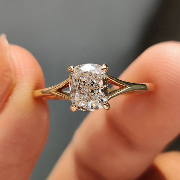 1.0 CT Cushion Split Shank Style Lab Grown Diamond Engagement Ring - FRONT f8542742 dfc5 487e 9904 b765df0b7d12