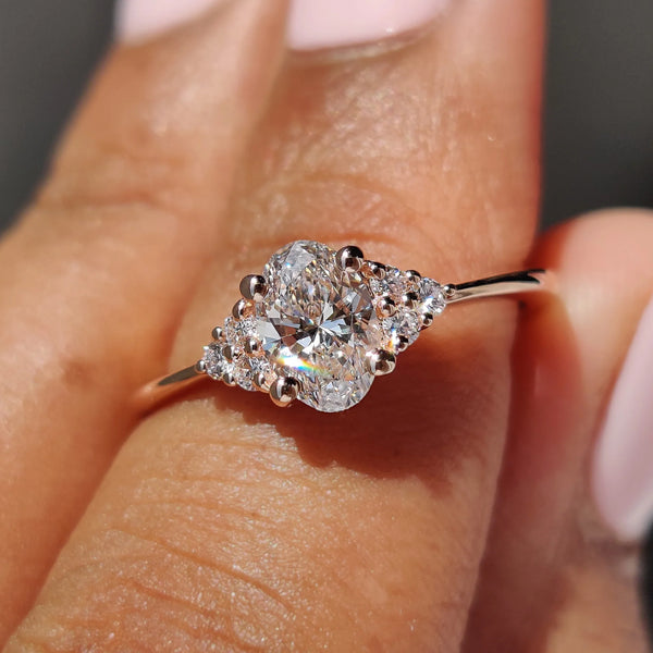 0.50 CT Oval Cluster Style Lab Grown Diamond Engagement Ring - FRONT f994f3ba 823b 45a2 9984 2489fad5fa7d