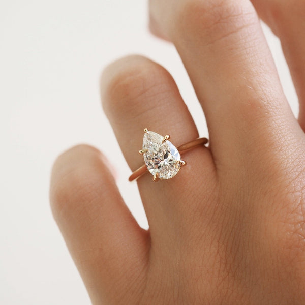 Solitaire-Pear Five Prong Lab Grown Diamond Engagement Ring - Solitaire-Oval Lab Grown Diamond Engagement Ring