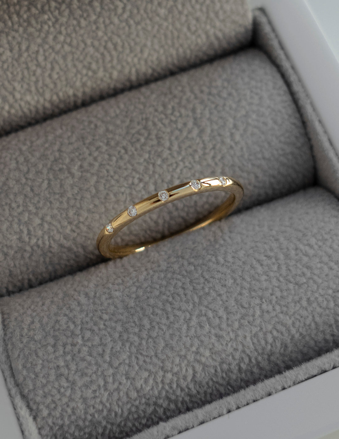 Flush Setting | Stackable Ring- 0.02 CT Round Moissanite Wedding Band