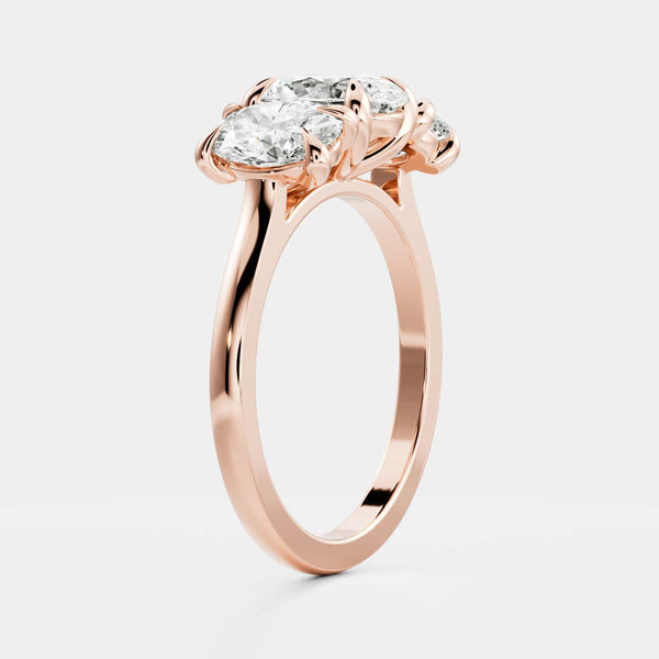 Three Stone Cathedral- 1.5 CT Oval Moissanite Engagement Ring - Solitaire- 1.0 CT Oval Moissanite Engagement Ring