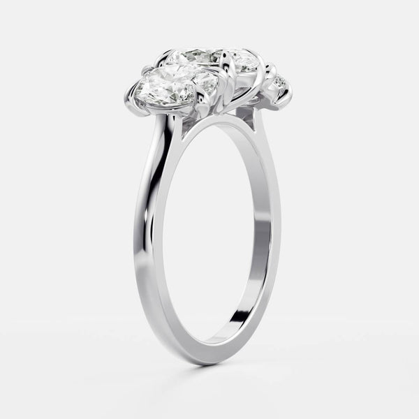 Three Stone & Cathedral-Oval Lab Grown Diamond Engagement Ring - Solitaire-Oval Lab Grown Diamond Engagement Ring