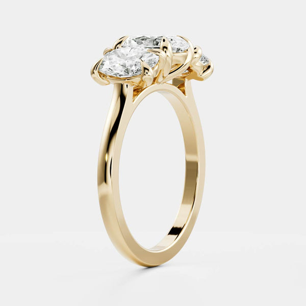 Three Stone Cathedral- 1.5 CT Oval Moissanite Engagement Ring - Solitaire- 1.0 CT Oval Moissanite Engagement Ring