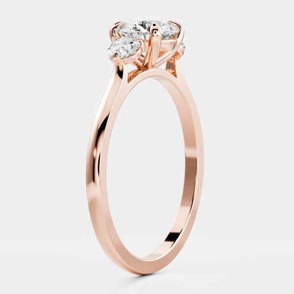 Three Stone & Cathedral-Round Lab Grown Diamond Engagement Ring - Solitaire-Oval Lab Grown Diamond Engagement Ring