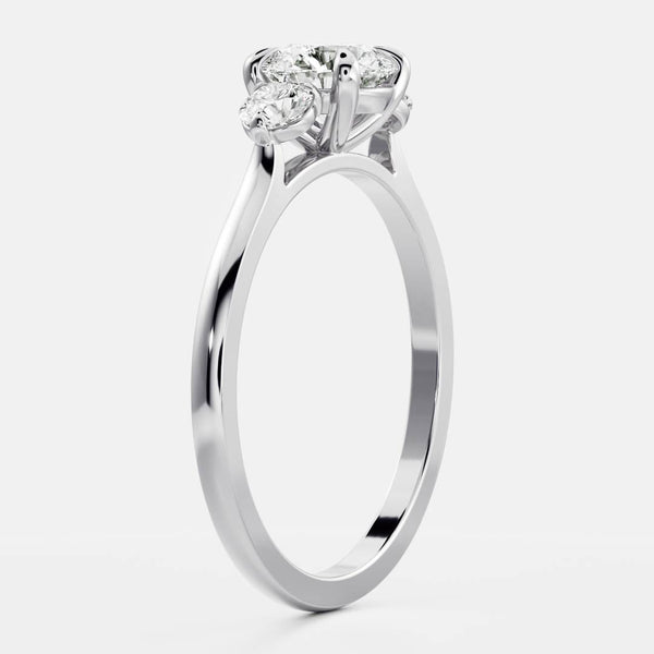 Three Stone & Cathedral-Round Lab Grown Diamond Engagement Ring - Solitaire-Oval Lab Grown Diamond Engagement Ring