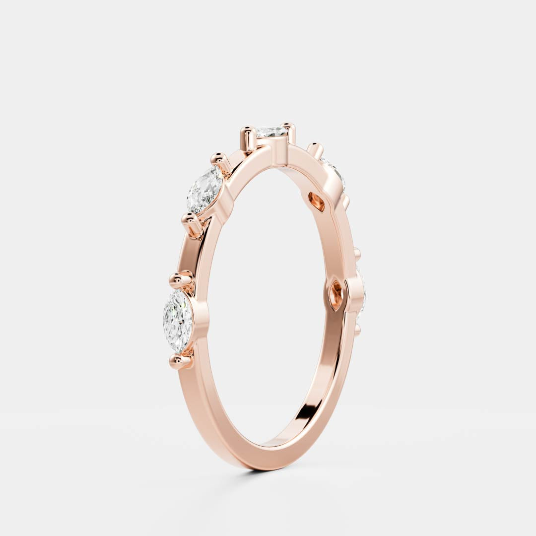 Half Eternity- 0.20 CT Oval Moissanite Wedding Band