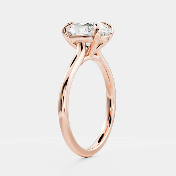 Solitaire Cathedral-Oval Lab Grown Diamond Engagement Ring - Solitaire-Oval Lab Grown Diamond Engagement Ring