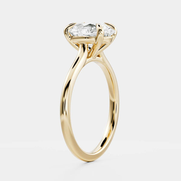 Solitaire Cathedral-Oval Lab Grown Diamond Engagement Ring - Solitaire-Oval Lab Grown Diamond Engagement Ring