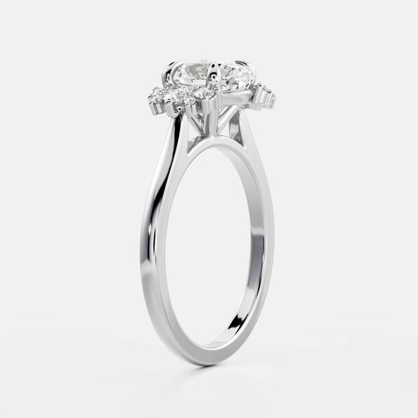 Cluster Style-Oval Lab Grown Diamond Engagement Ring - Solitaire-Oval Lab Grown Diamond Engagement Ring