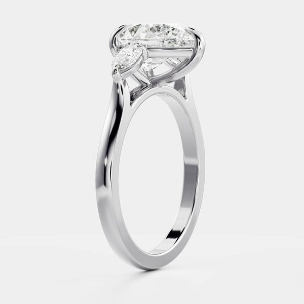 Three Stone & Cathedral-Pear Lab Grown Diamond Engagement Ring - Solitaire-Oval Lab Grown Diamond Engagement Ring
