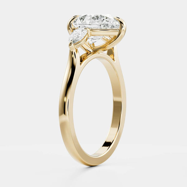 Three Stone & Cathedral-Pear Lab Grown Diamond Engagement Ring - Solitaire-Oval Lab Grown Diamond Engagement Ring