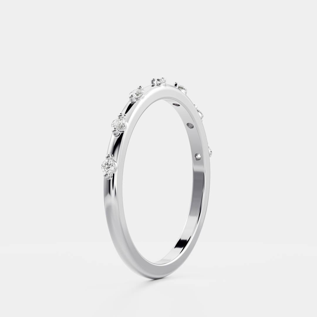 Half Eternity- 0.20 CT Oval Moissanite Wedding Band