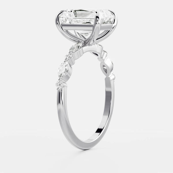 Pave-Radiant Lab Grown Diamond Engagement Ring - Solitaire-Oval Lab Grown Diamond Engagement Ring