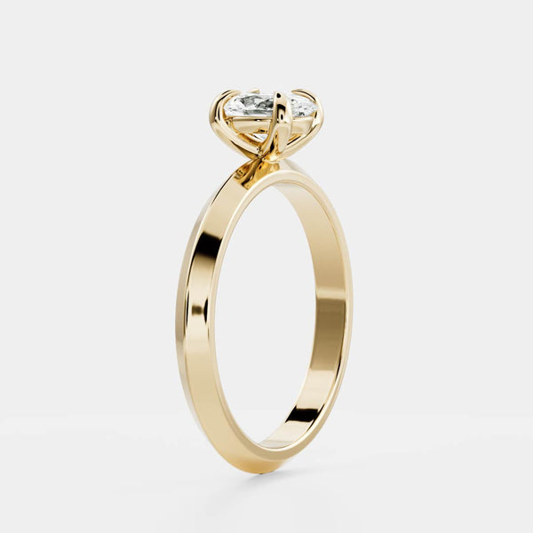 Solitaire Knife Edge Band-Oval Lab Grown Diamond Engagement Ring - Solitaire-Oval Lab Grown Diamond Engagement Ring