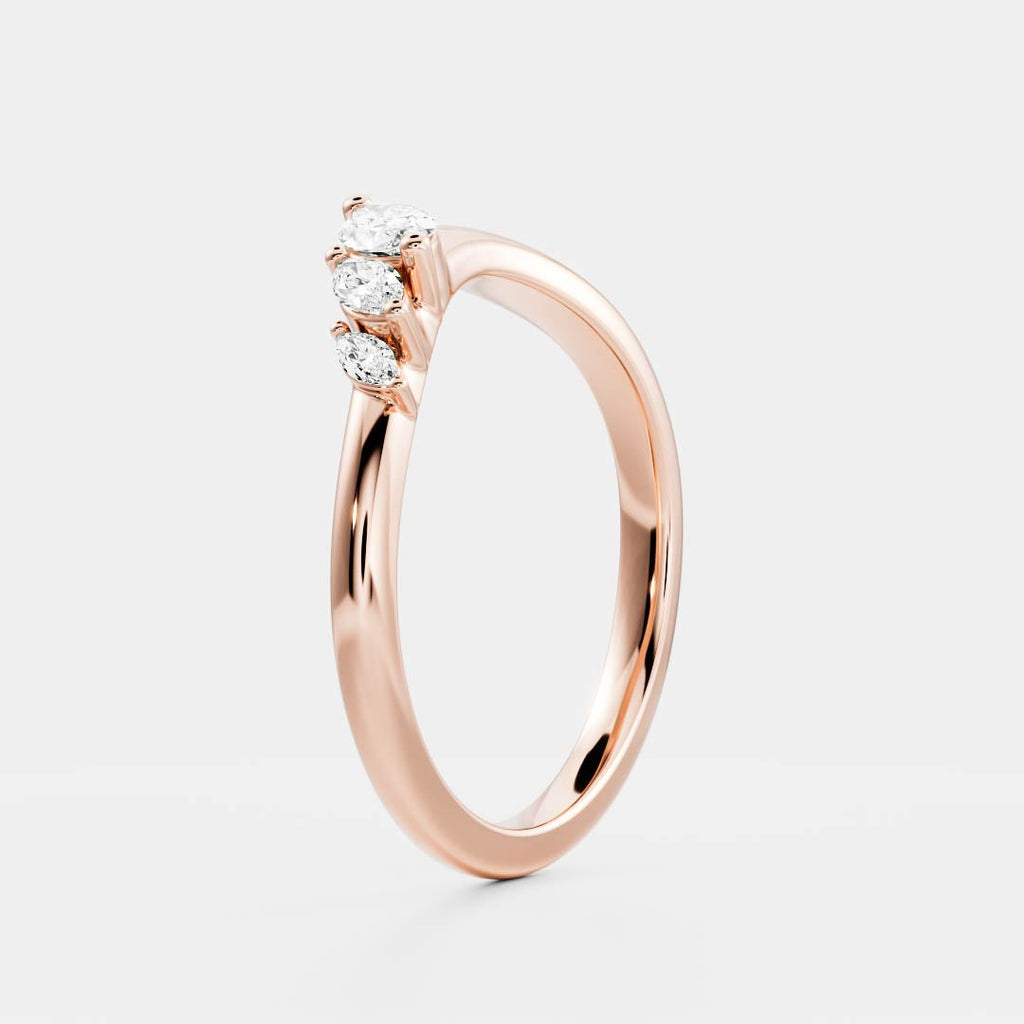 Half Eternity- 0.20 CT Oval Moissanite Wedding Band