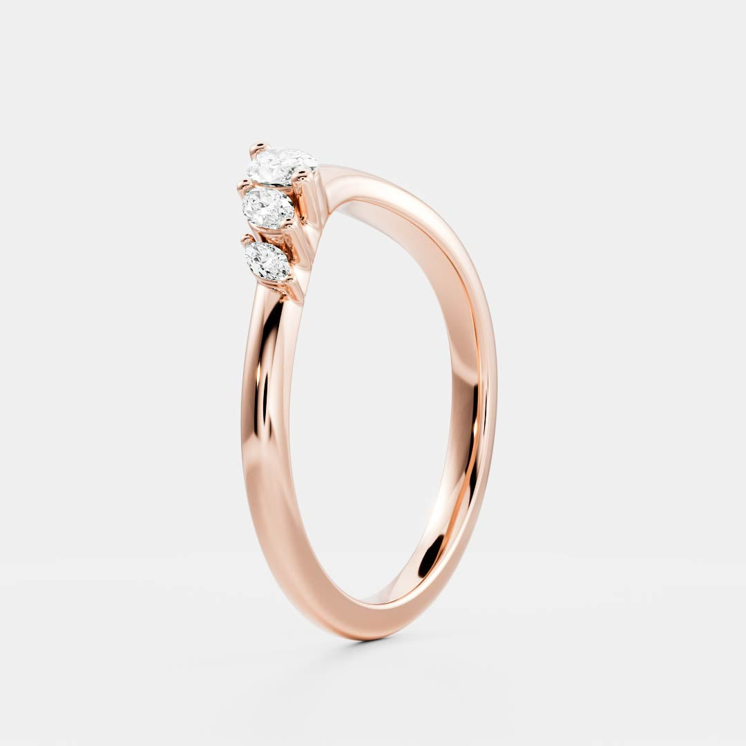 Half Eternity- 0.20 CT Oval Moissanite Wedding Band