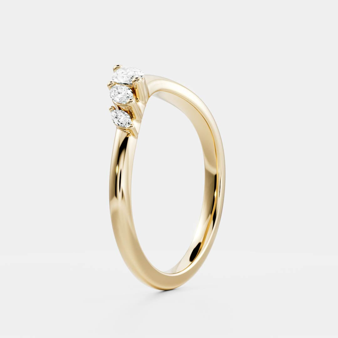 Half Eternity- 0.20 CT Oval Moissanite Wedding Band