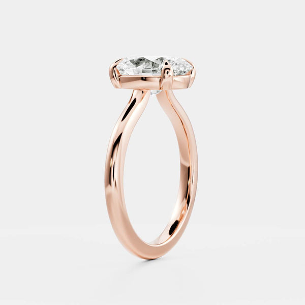 Solitaire Low Profile-Oval Lab Grown Diamond Engagement Ring - Solitaire-Oval Lab Grown Diamond Engagement Ring