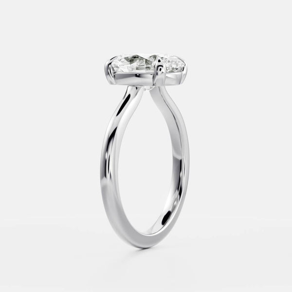 Solitaire Low Profile-Oval Lab Grown Diamond Engagement Ring - Solitaire-Oval Lab Grown Diamond Engagement Ring