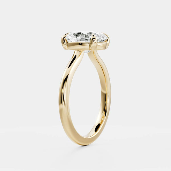 Solitaire Low Profile-Oval Lab Grown Diamond Engagement Ring - Solitaire-Oval Lab Grown Diamond Engagement Ring