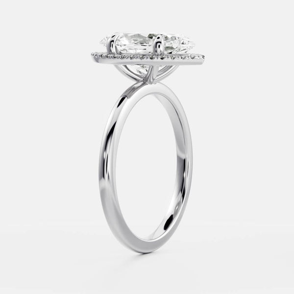 Halo Style-Marquise Lab Grown Diamond Engagement Ring - Solitaire-Oval Lab Grown Diamond Engagement Ring