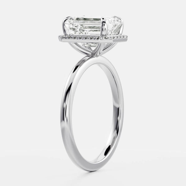 Halo-Emerald Lab Grown Diamond Engagement Ring - Solitaire-Oval Lab Grown Diamond Engagement Ring