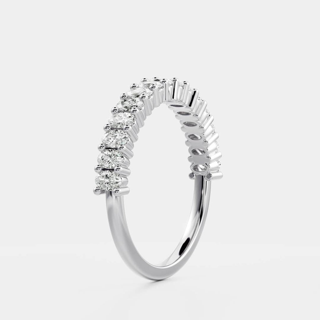 Half Eternity- 0.20 CT Oval Moissanite Wedding Band