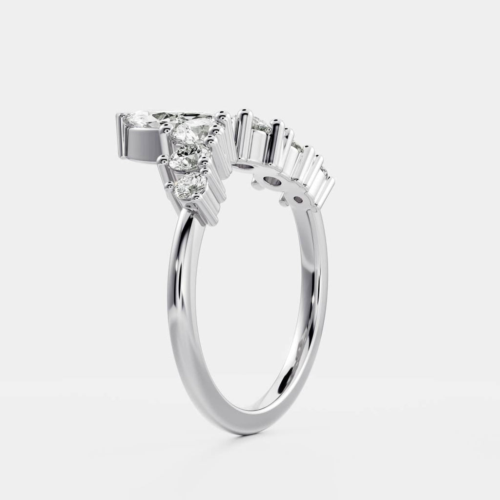 Half Eternity- 0.20 CT Oval Moissanite Wedding Band