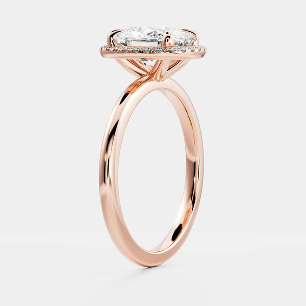 Halo-2.0 CT Elongated Cushion Moissanite Engagement Ring - Halo-2.0 CT Elongated Cushion Moissanite Engagement Ring