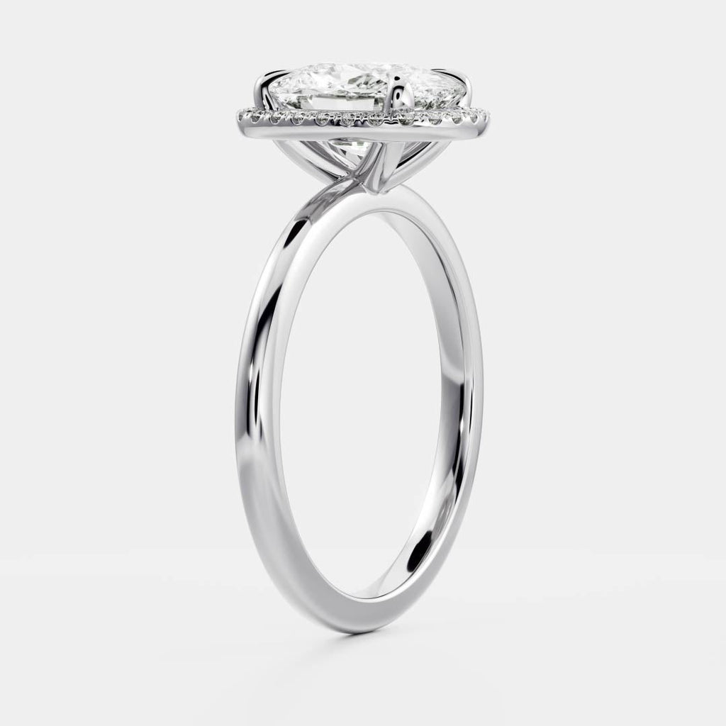 Halo-2.0 CT Elongated Cushion Moissanite Engagement Ring