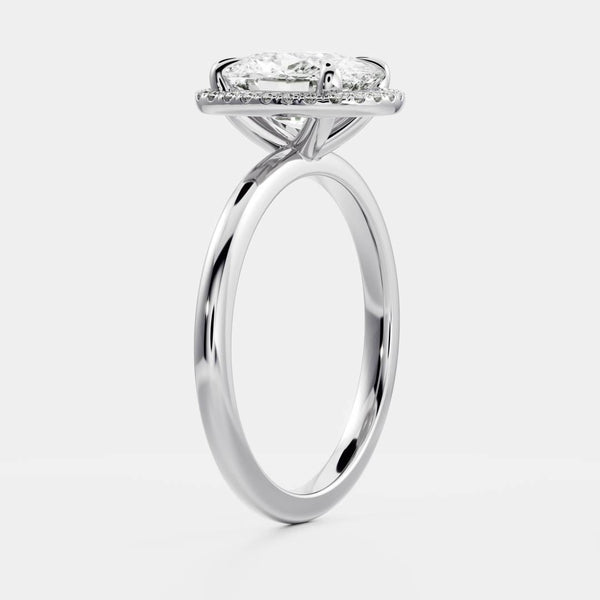 Halo-2.0 CT Elongated Cushion Moissanite Engagement Ring - Halo-2.0 CT Elongated Cushion Moissanite Engagement Ring