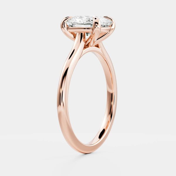 Solitaire & Cathedral-Elongated Cushion Lab Grown Diamond Engagement Ring - Solitaire-Oval Lab Grown Diamond Engagement Ring