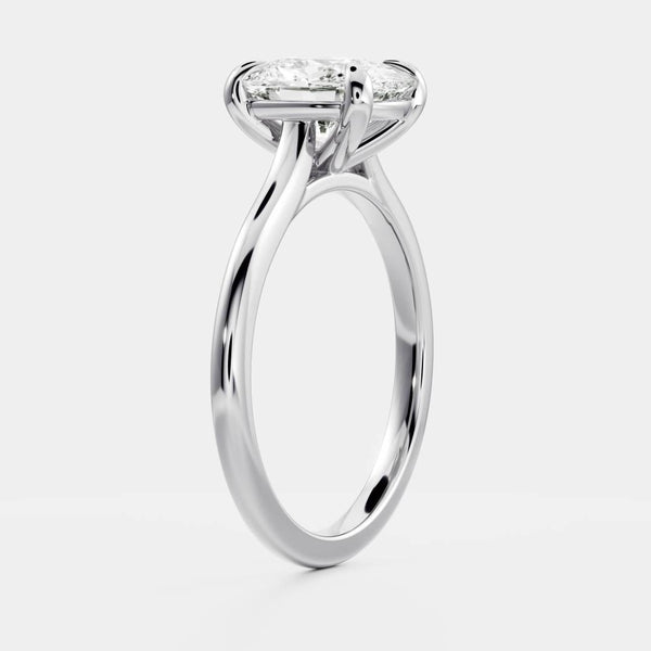 Solitaire & Cathedral-Elongated Cushion Lab Grown Diamond Engagement Ring - Solitaire-Oval Lab Grown Diamond Engagement Ring