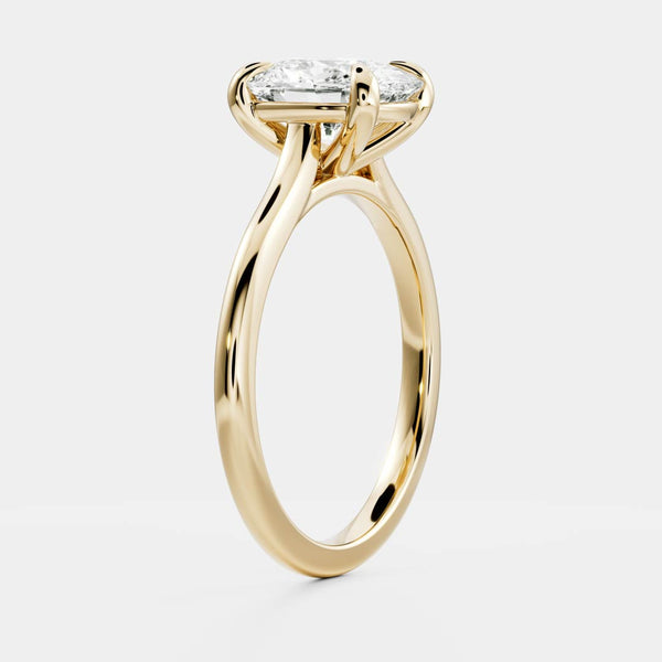 Solitaire & Cathedral-Elongated Cushion Lab Grown Diamond Engagement Ring - Solitaire-Oval Lab Grown Diamond Engagement Ring