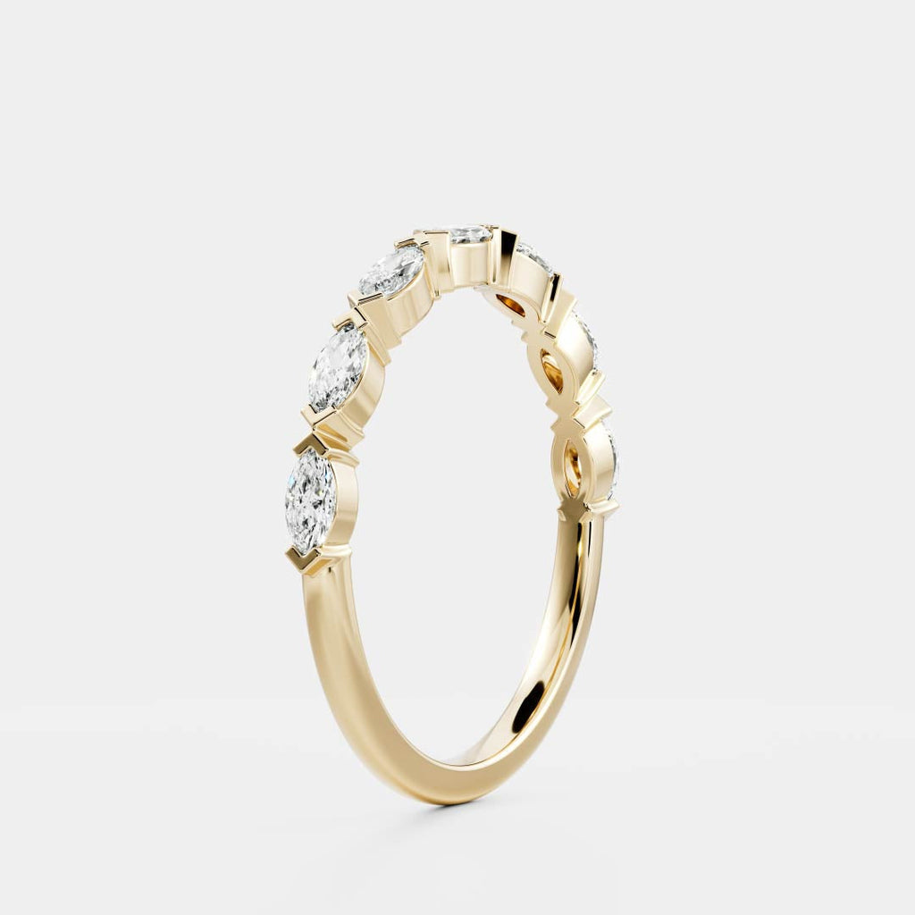 East West Half Eternity- 0.35 CT Marquise Moissanite Wedding Band