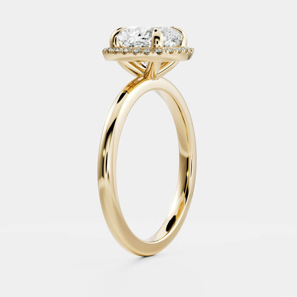 Halo Style-Cushion Lab Grown Diamond Engagement Ring - Solitaire-Oval Lab Grown Diamond Engagement Ring