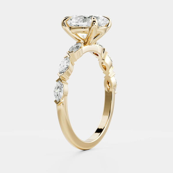 Pave- 1.6 CT Oval Moissanite Engagement Ring - Solitaire- 1.0 CT Oval Moissanite Engagement Ring