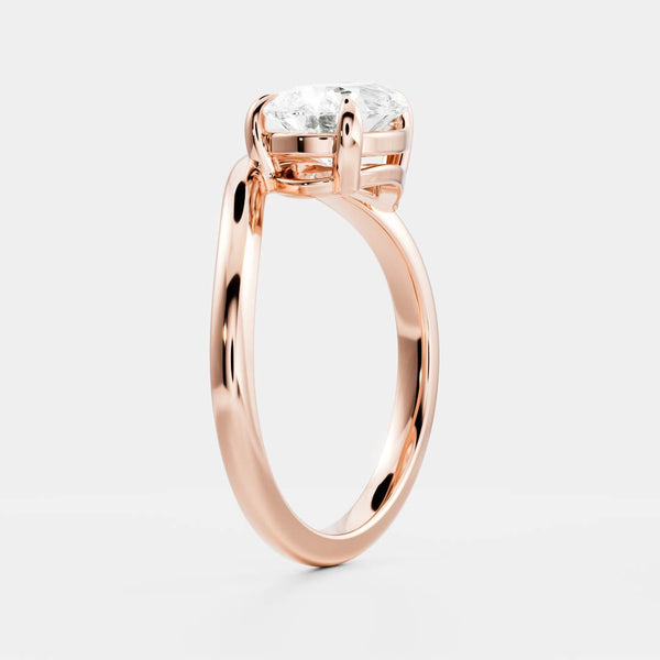 East West Solitaire Curved Shank-Pear Lab Grown Diamond Engagement Ring - Solitaire-Oval Lab Grown Diamond Engagement Ring