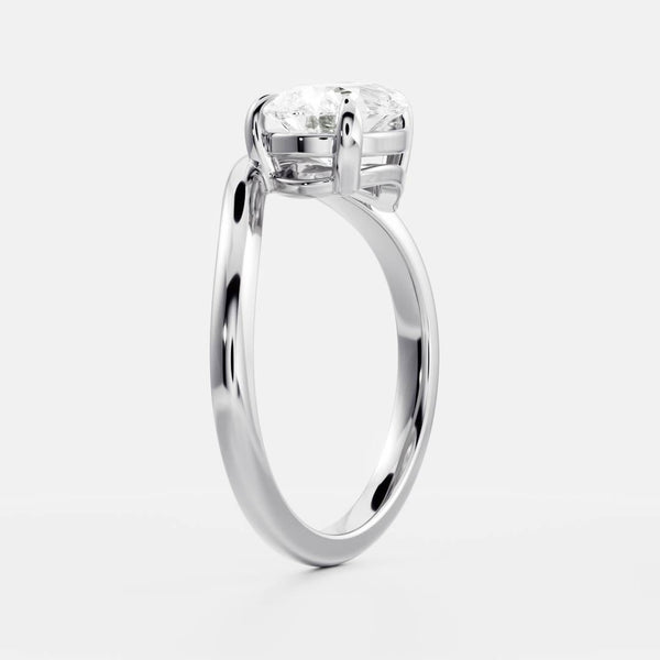 East West Solitaire Curved Shank-Pear Lab Grown Diamond Engagement Ring - Solitaire-Oval Lab Grown Diamond Engagement Ring