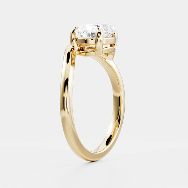 East West Solitaire Curved Shank-Pear Lab Grown Diamond Engagement Ring - Solitaire-Oval Lab Grown Diamond Engagement Ring