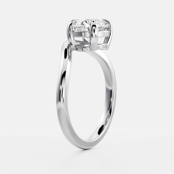 Solitaire Curved- 1.8 CT Round Moissanite Engagement Ring - Solitaire- 1.0 CT Oval Moissanite Engagement Ring