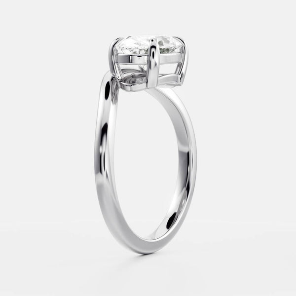 East West Solitaire Curved- 1.7 CT Oval Moissanite Engagement Ring - Solitaire- 1.0 CT Oval Moissanite Engagement Ring