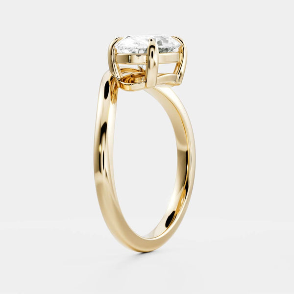 East West Solitaire Curved Shank-Oval Lab Grown Diamond Engagement Ring - Solitaire-Oval Lab Grown Diamond Engagement Ring