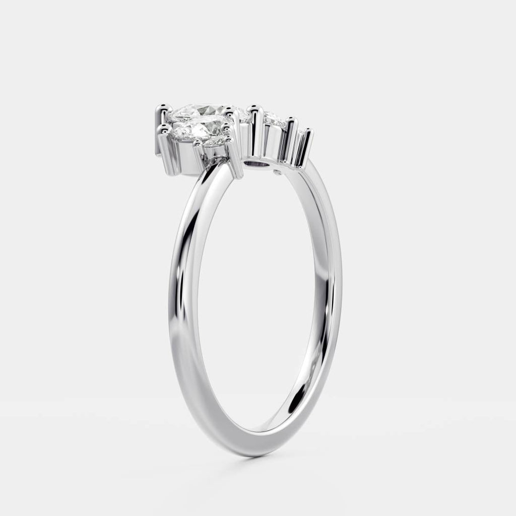 Half Eternity- 0.20 CT Oval Moissanite Wedding Band