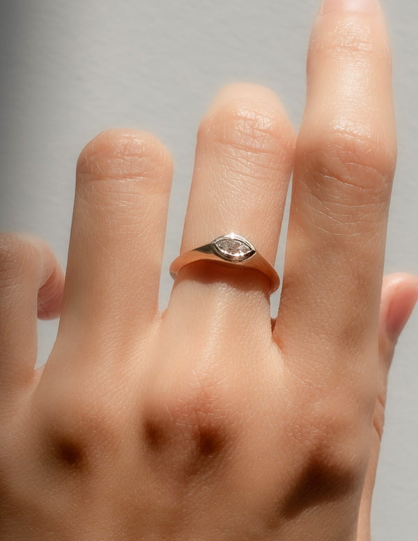 Solitaire Bezel-Marquise Lab Grown Diamond Engagement Ring - Solitaire-Oval Lab Grown Diamond Engagement Ring