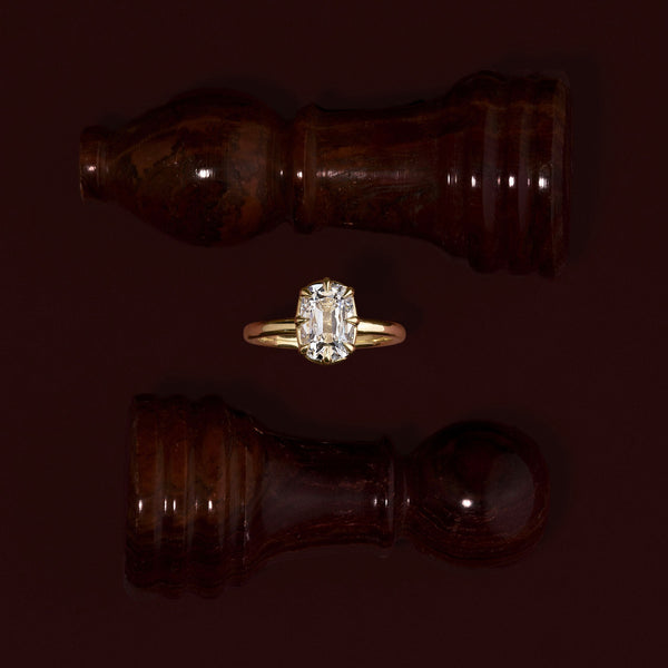 Solitaire Unique Bezel- 2.0 CT Elongated Cushion Moissanite Engagement Ring - Solitaire- 1.0 CT Oval Moissanite Engagement Ring