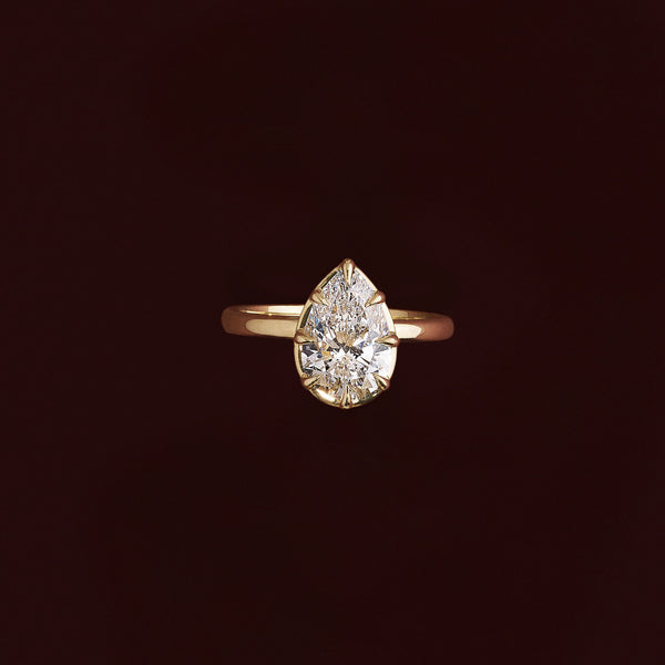 Solitaire Unique Bezel- 2.1 CT Pear Moissanite Engagement Ring - Solitaire- 1.0 CT Oval Moissanite Engagement Ring